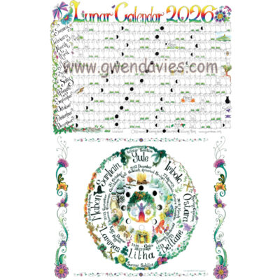 Introduction to Paganism, 2026 Lunar Calendar and Wheel (A4)
