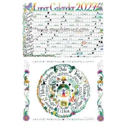 A4 poster set - Introduction to Paganism - 2026 Lunar Calendar and Wheel