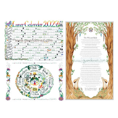 2027 A3 Poster set Lunar Calendar, Rede and Wheel