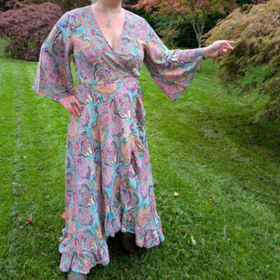 Pastel Paisley Wrap Dress Size S, M, L, XL, XXL