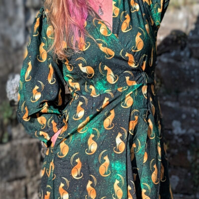Moon Cat Wrap Dress